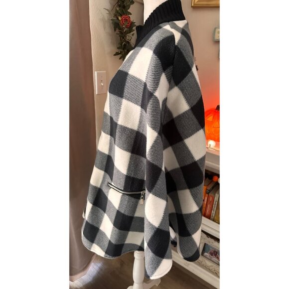 Le Moda Black and White Buttalo Check Zip Up Kimono - Picture 4 of 6